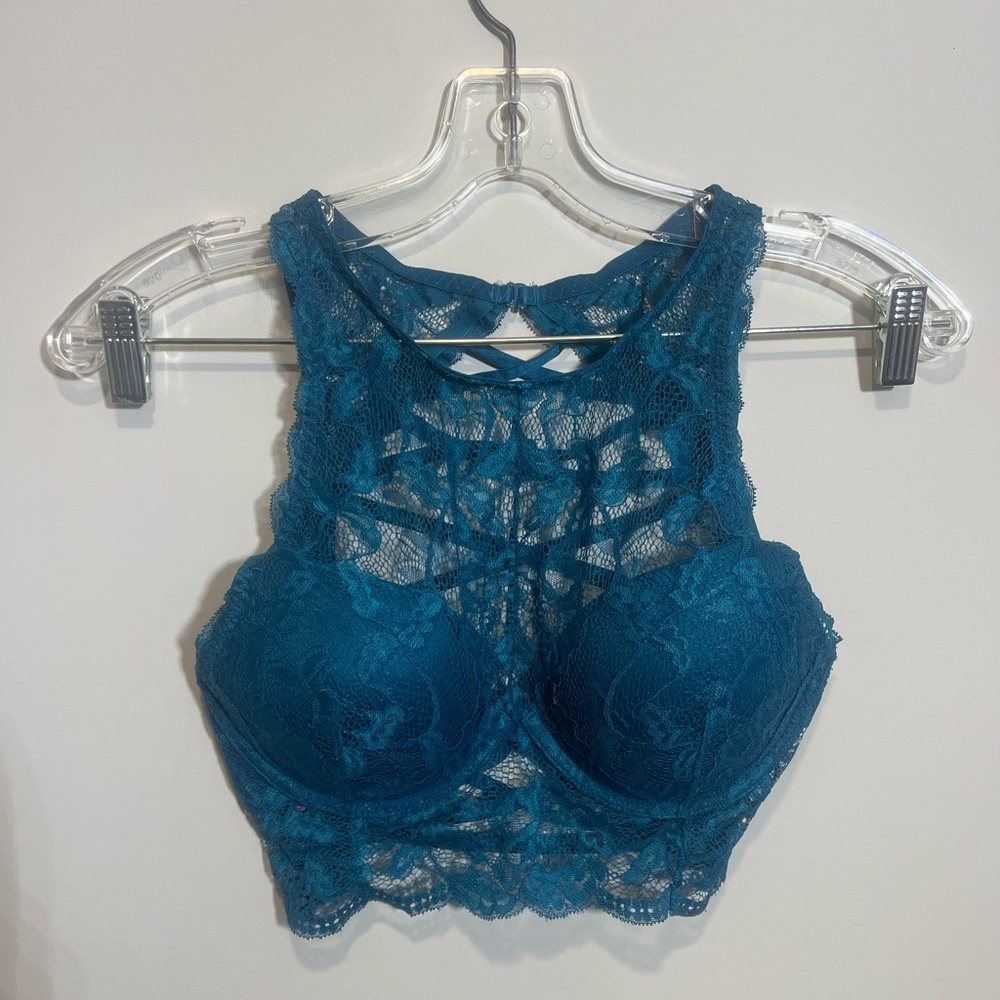 La SENZA Teal Lace High-Neck Bralette